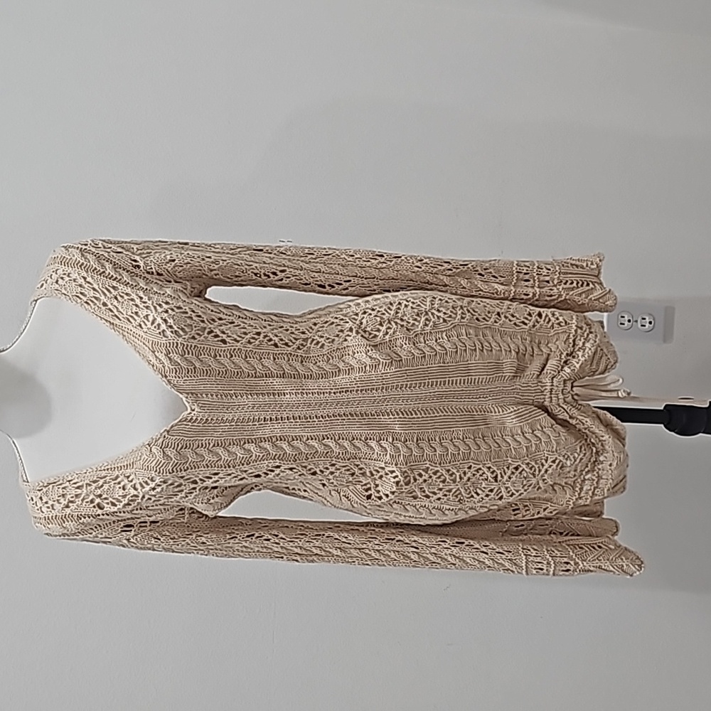 Emory Park Crocheted Mini Dress Long Sleeves V-Neck Size M